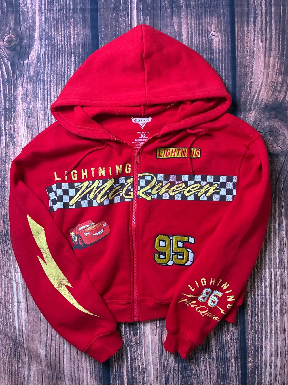 Lightning McQueen Red Kids Zip-Up Hoodie - size M
